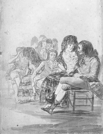 Majos and Majas Conversing Francisco de Goya